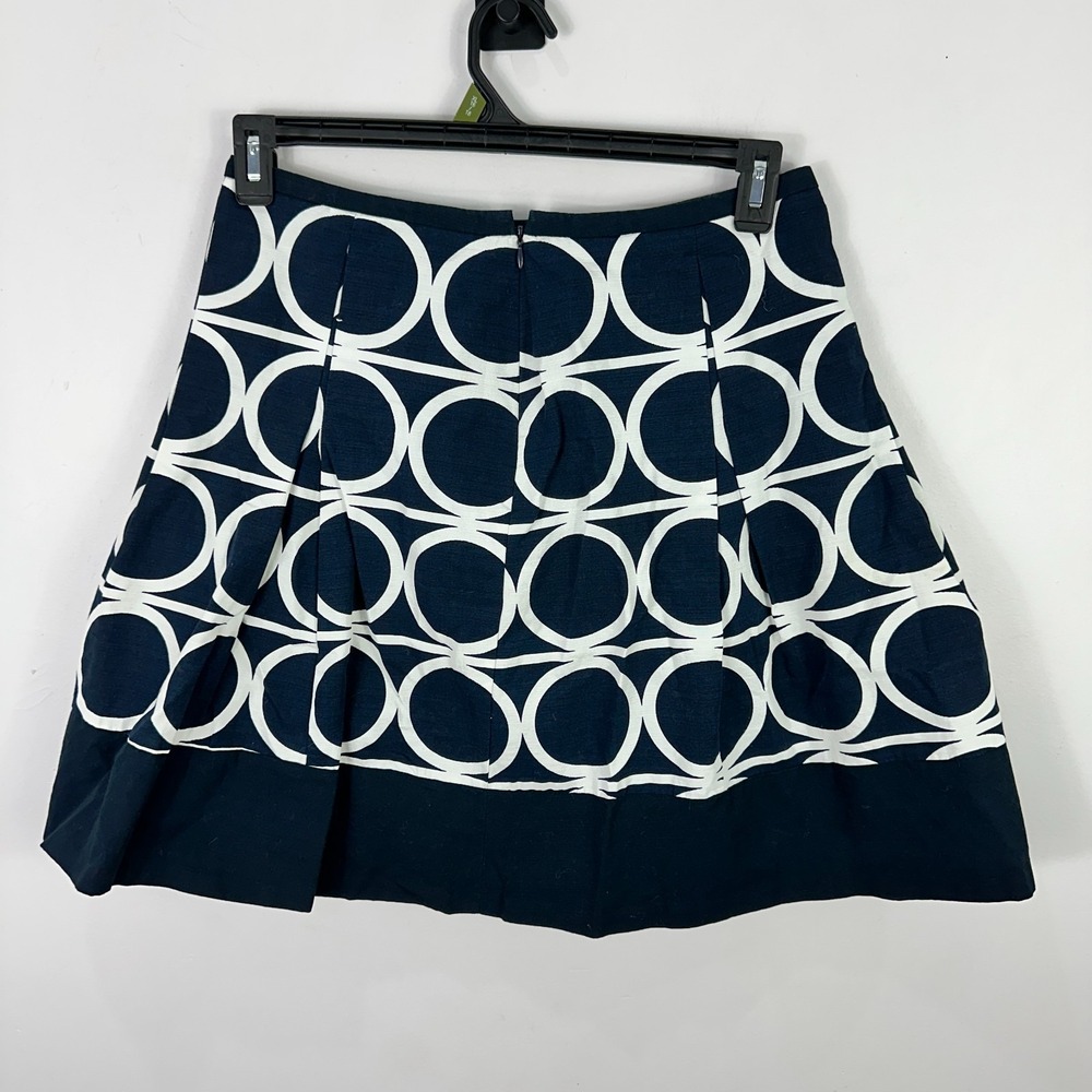 Ann Taylor A Line Skirt 8P Navy Circle Print A Line‎ Preppy Office Chic